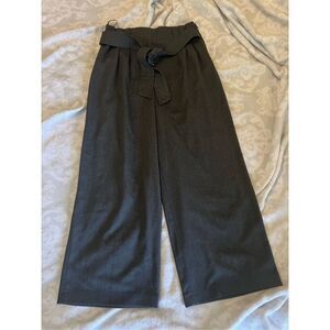 Zara women smocked waist gray wide leg cropped trouser pants medium